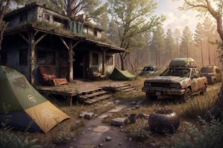 00198-8k realistic vray HDR  6000K   in a post-apocalyptic desolate campground faded tents ash-filled fire pit overturned picn 2023-07-20-0000.png